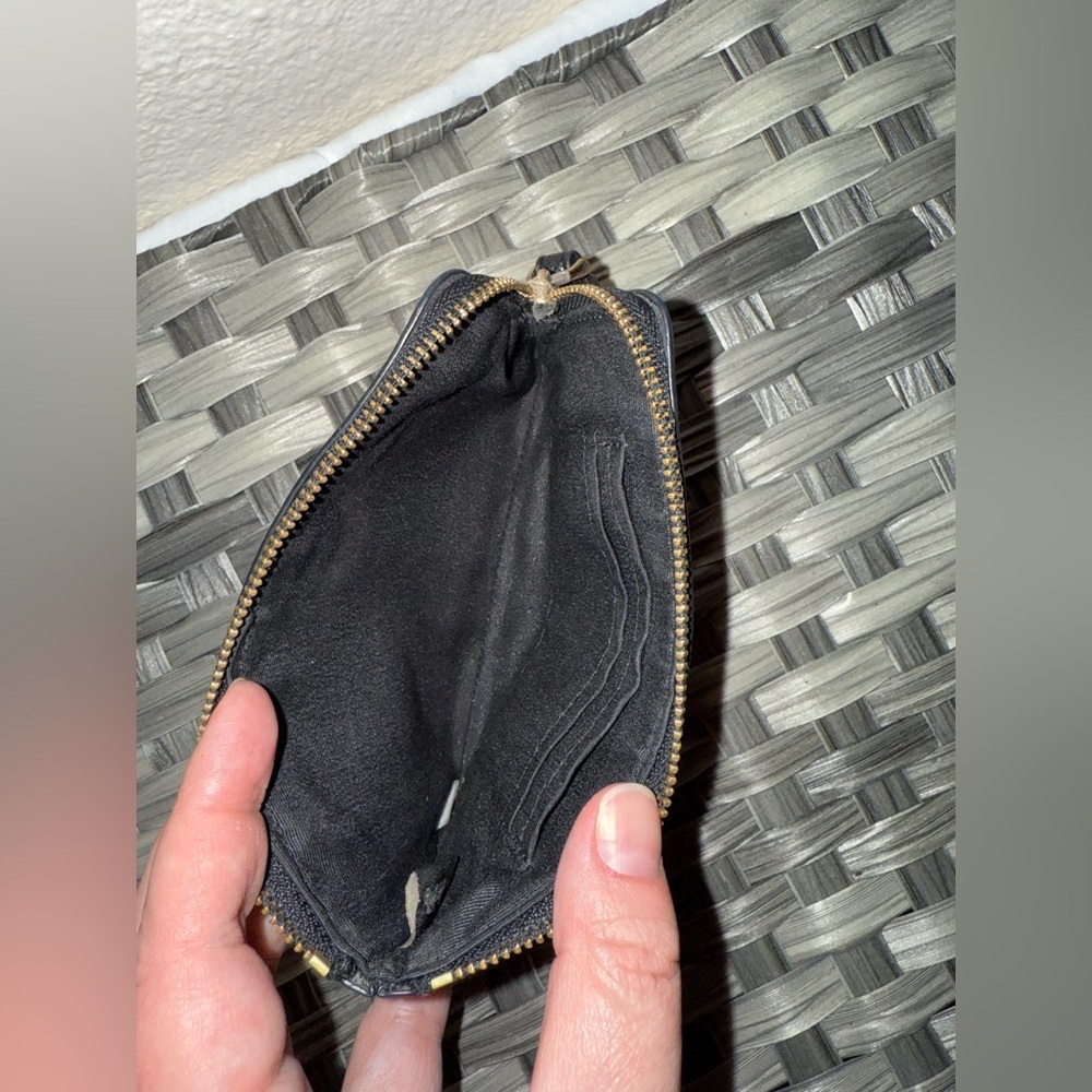 Coach Black Crossgrain Leather Corner Zip Wristlet Wallet Pouch F58032 - Picture 4 of 11